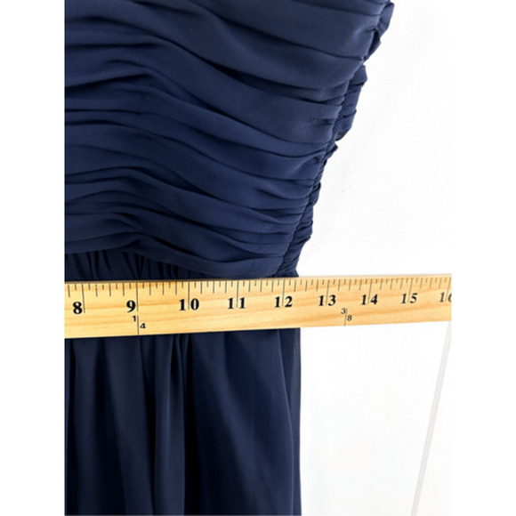 NWT Eliza J Halter Neck‎ Shirred Chiffon Gown in Navy Size 6 Evening Maxi Dress - Picture 13 of 16